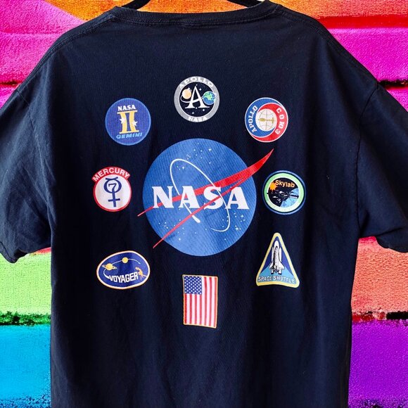 NASA National Aeronautics and Space Admin Black T-Shirt Double Sided - Picture 5 of 14